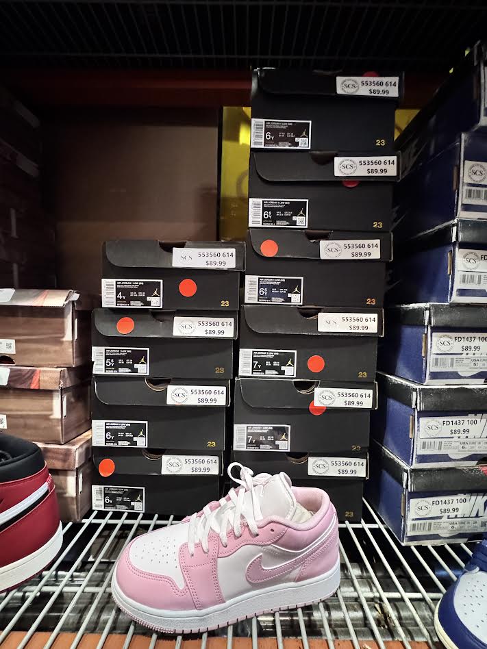 Youth Air Jordan 1 Low (GS) Med Soft Pink/Pearl Pink-White 553560-614 Girls Sneakers