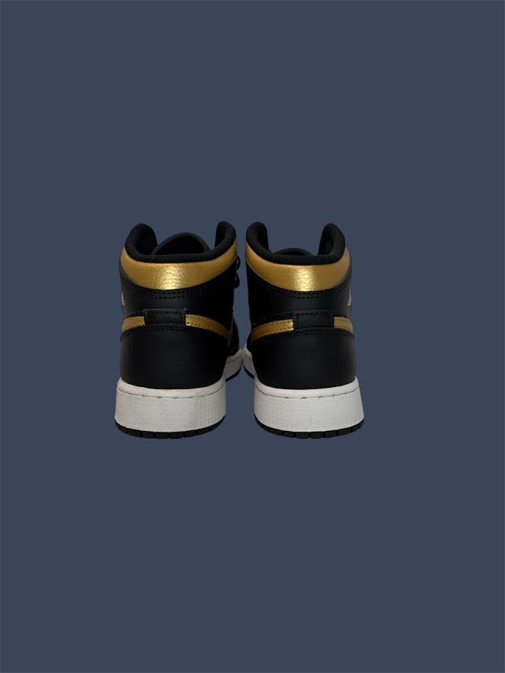 Youth Air Jordan 1 Mid Black Metallic Gold GS DQ8423-071