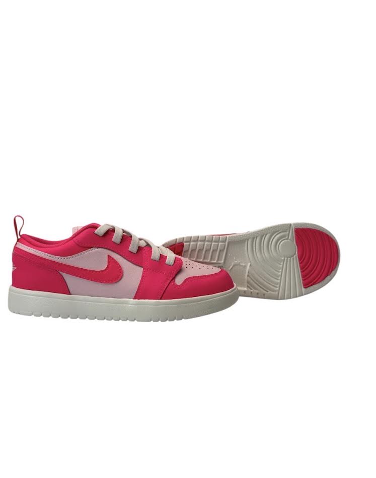 Pink and white sneaker on a white background