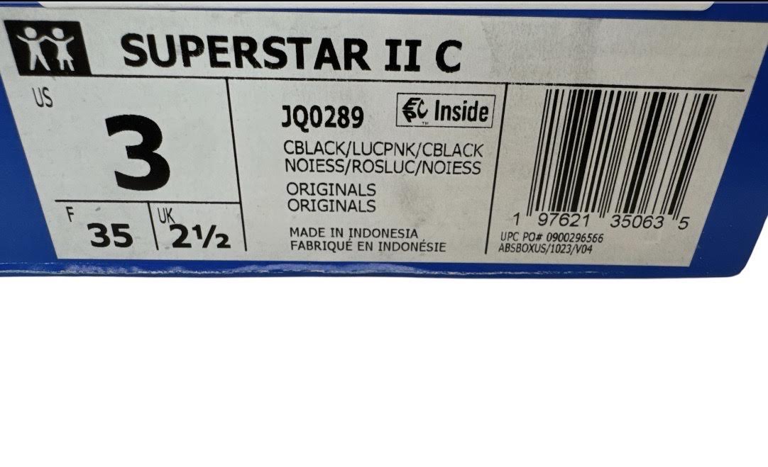 Kids adidas Superstar II Black Pink Size 3 JQ0289