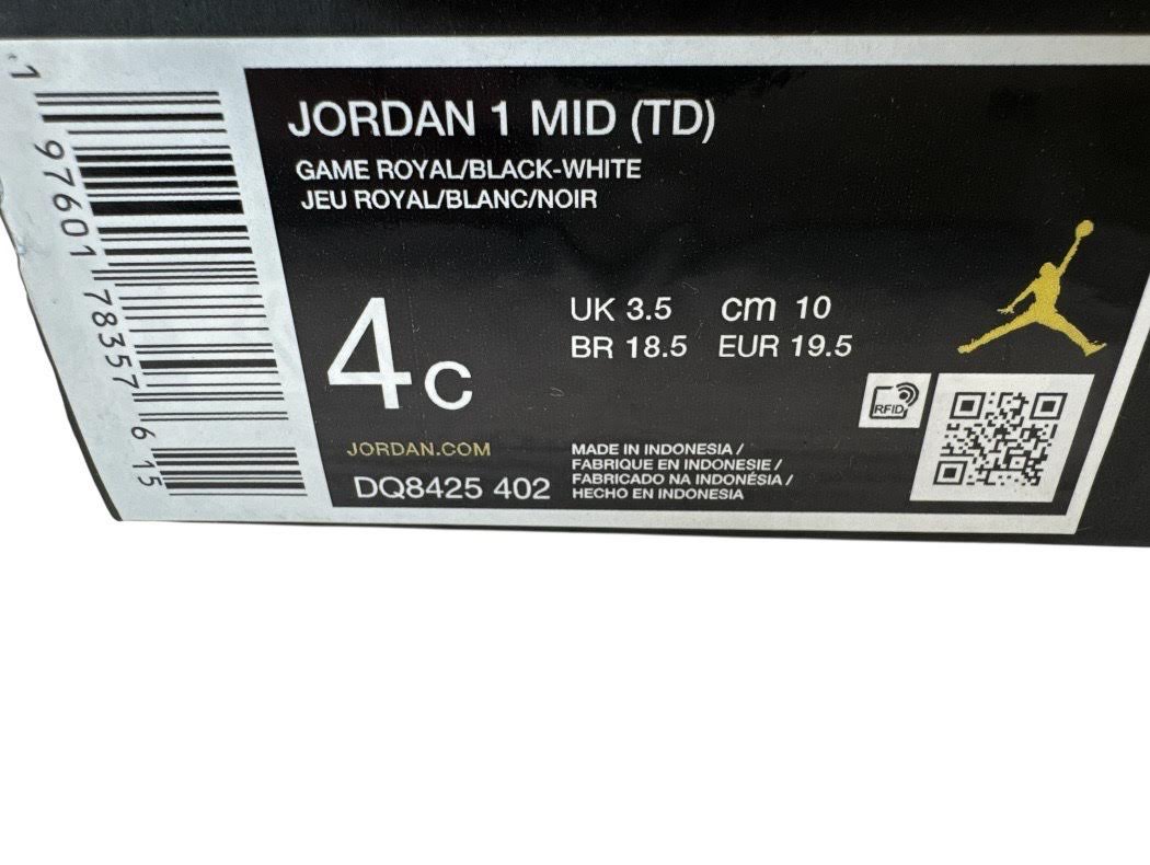 Toddler Jordan 1 Mid Game Royal Size 4C DQ8425-402