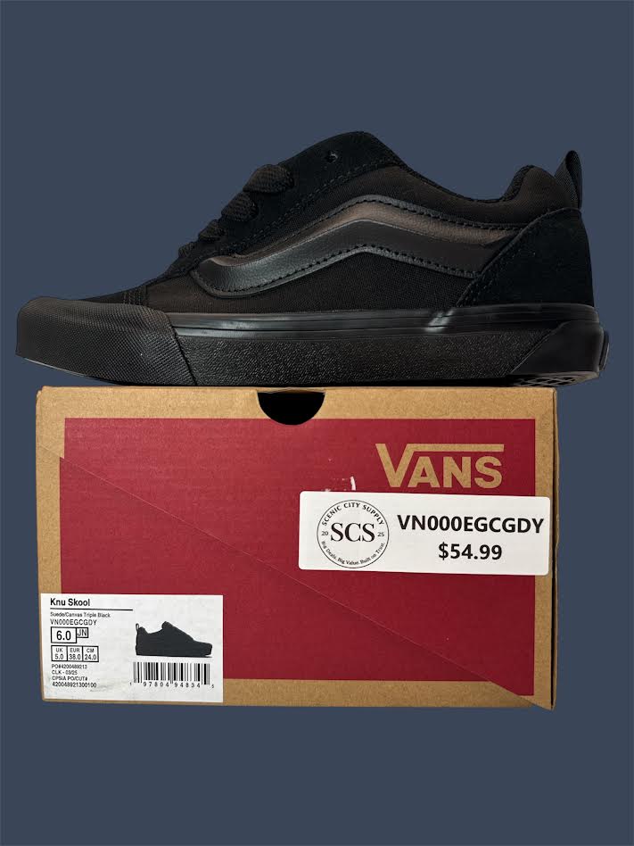 Vans Knu Skool Suede/Canvas Triple Black Size 6JN | VN000EGCGDY Men’s Skate Sneakers