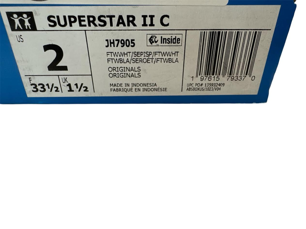 Kids adidas Superstar II White Pink Size 2 JH7905
