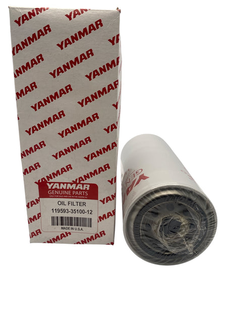 Close-up Yanmar 119593-35100-12 Oil Filter – OEM Marine Diesel Engine Replacement Filter