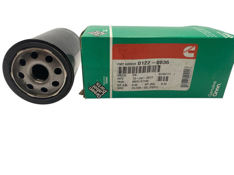 Close-up Onan 122-0836 Oil Filter – OEM Replacement Filter for Cummins Onan Generators