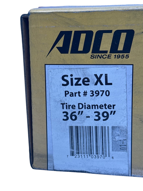 Box with ADCO branding and tire size information on a white background