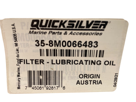 Close-up Quicksilver 35-8M0066483 Oil Filter – OEM MerCruiser Diesel Engine Replacement Filter