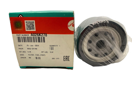 Close-up Onan A026K278 Fuel Filter – OEM Fleetguard Replacement for Cummins Onan Generators