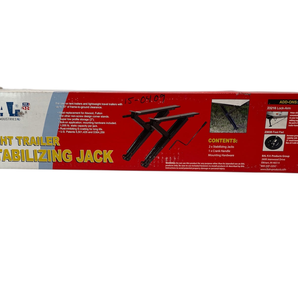 BAL Light Trailer Stabilizing Jacks | Set of 2 | RV & Utility Trailer ...