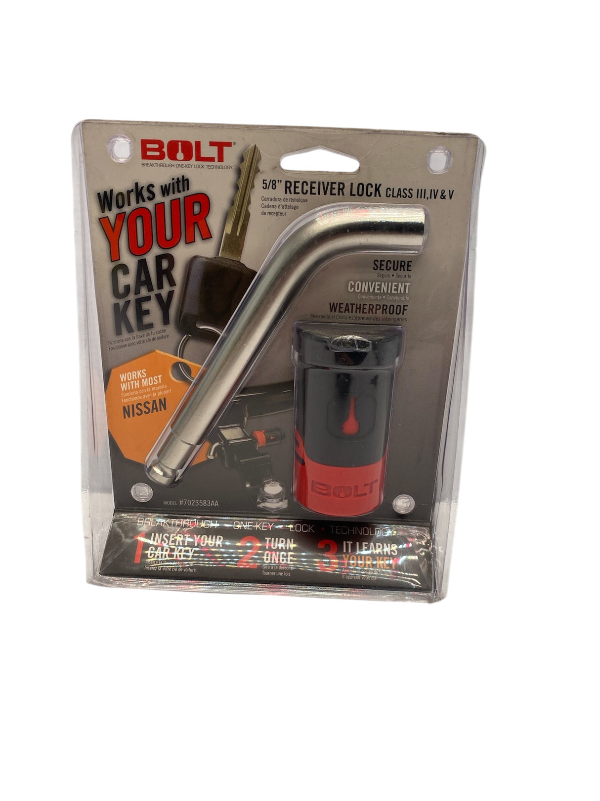 BOLT 7023583AA Receiver Lock for Nissan Keys – 5/8" Hitch Pin