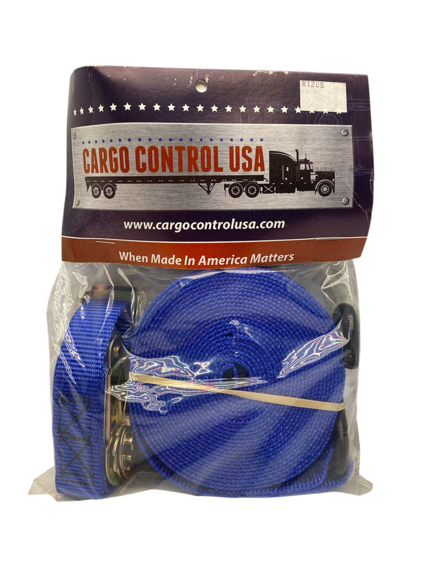 Cargo Control USA R120S 1" x 20' Blue Ratchet Strap with S-Hooks