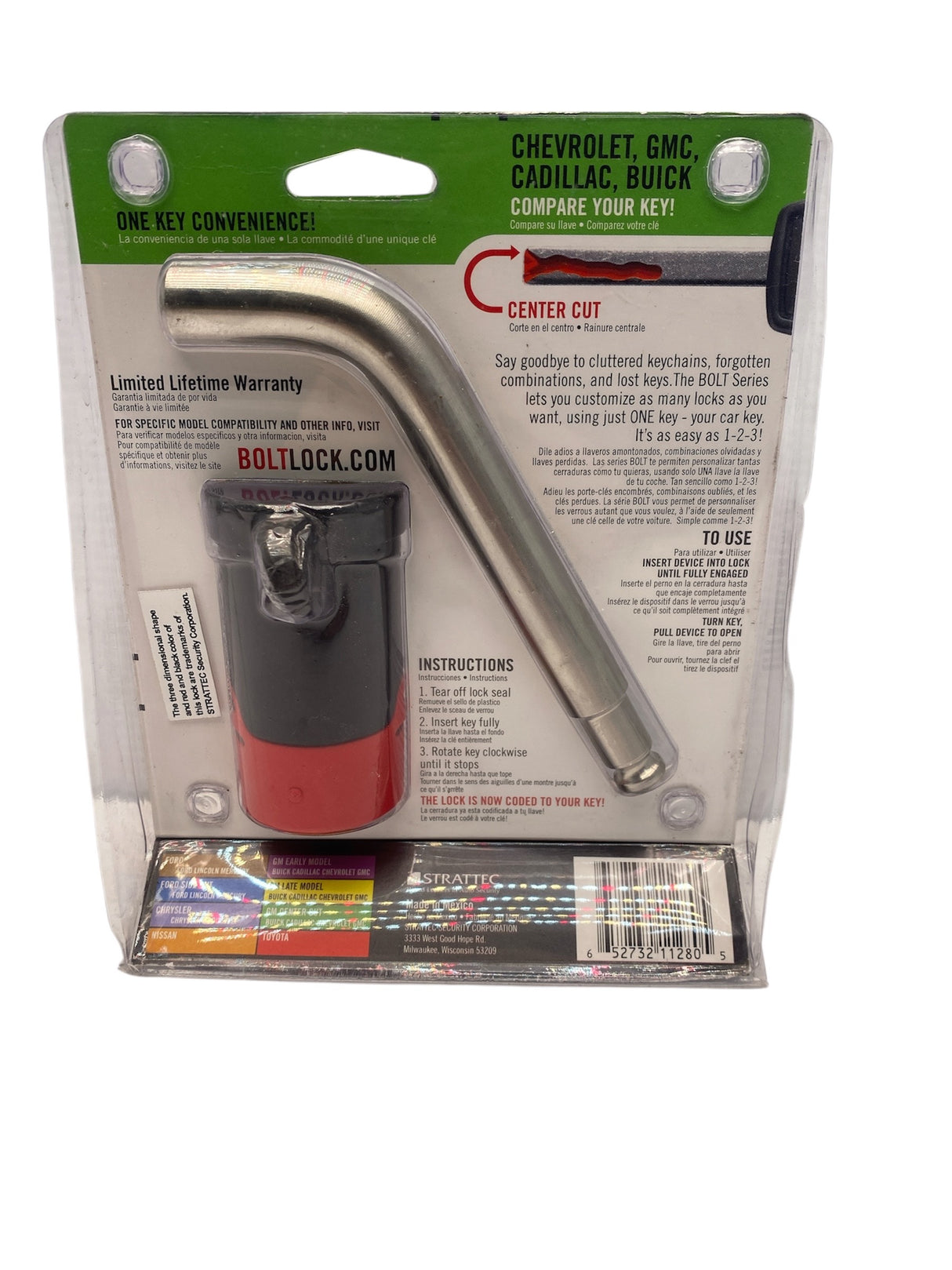 Hardened steel GM key-match hitch security lock