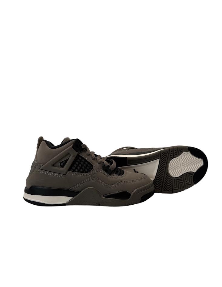 Gray high-top sneakers with white soles on a white background