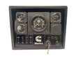 Marine dashboard with gauges and controls on a white background