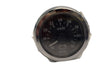 Voltmeter gauge with black face and silver casing on a white background