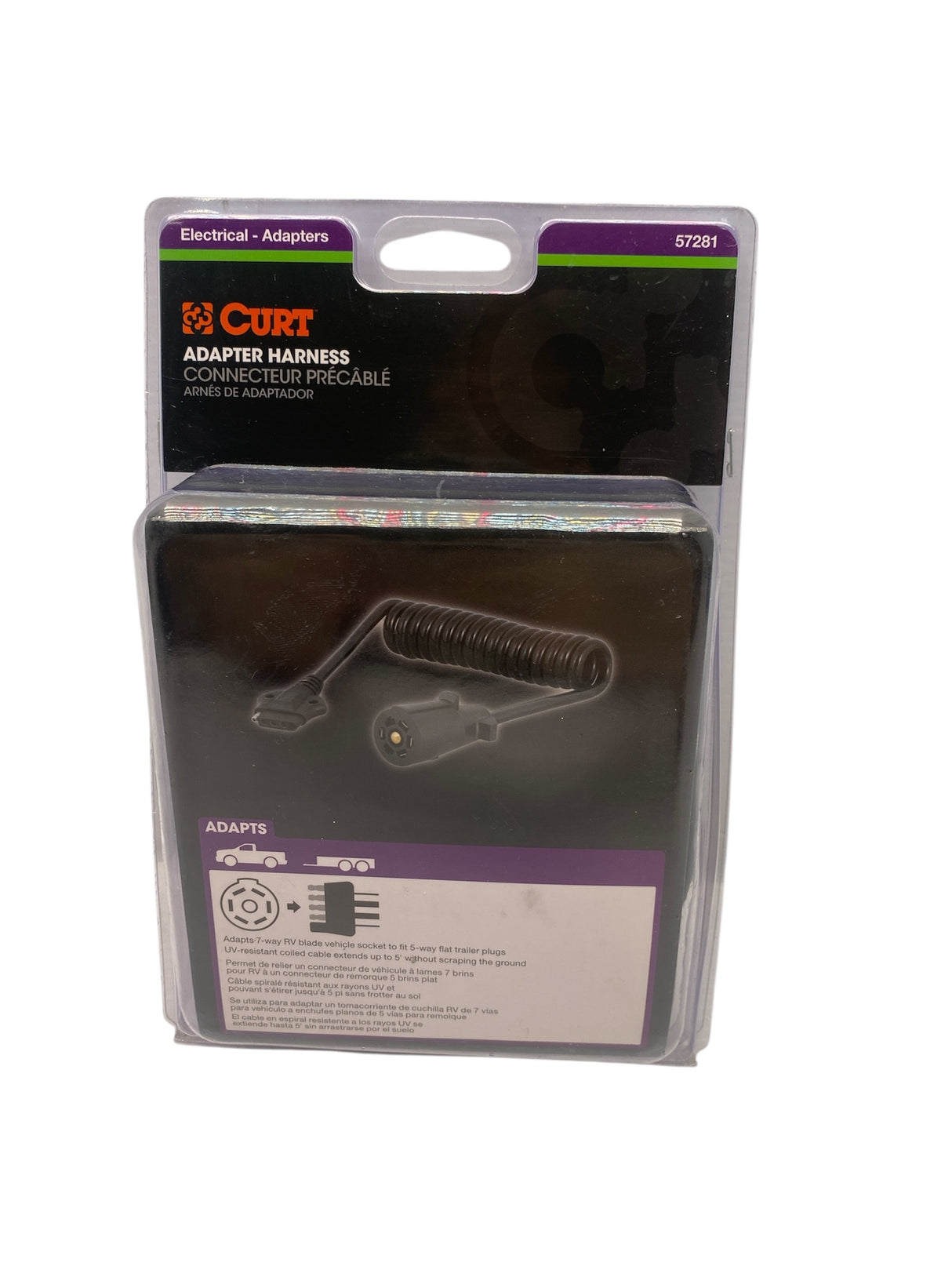 Curt 57281 Adapter Harness – 7-Way RV Blade to 4-Way Flat Connector