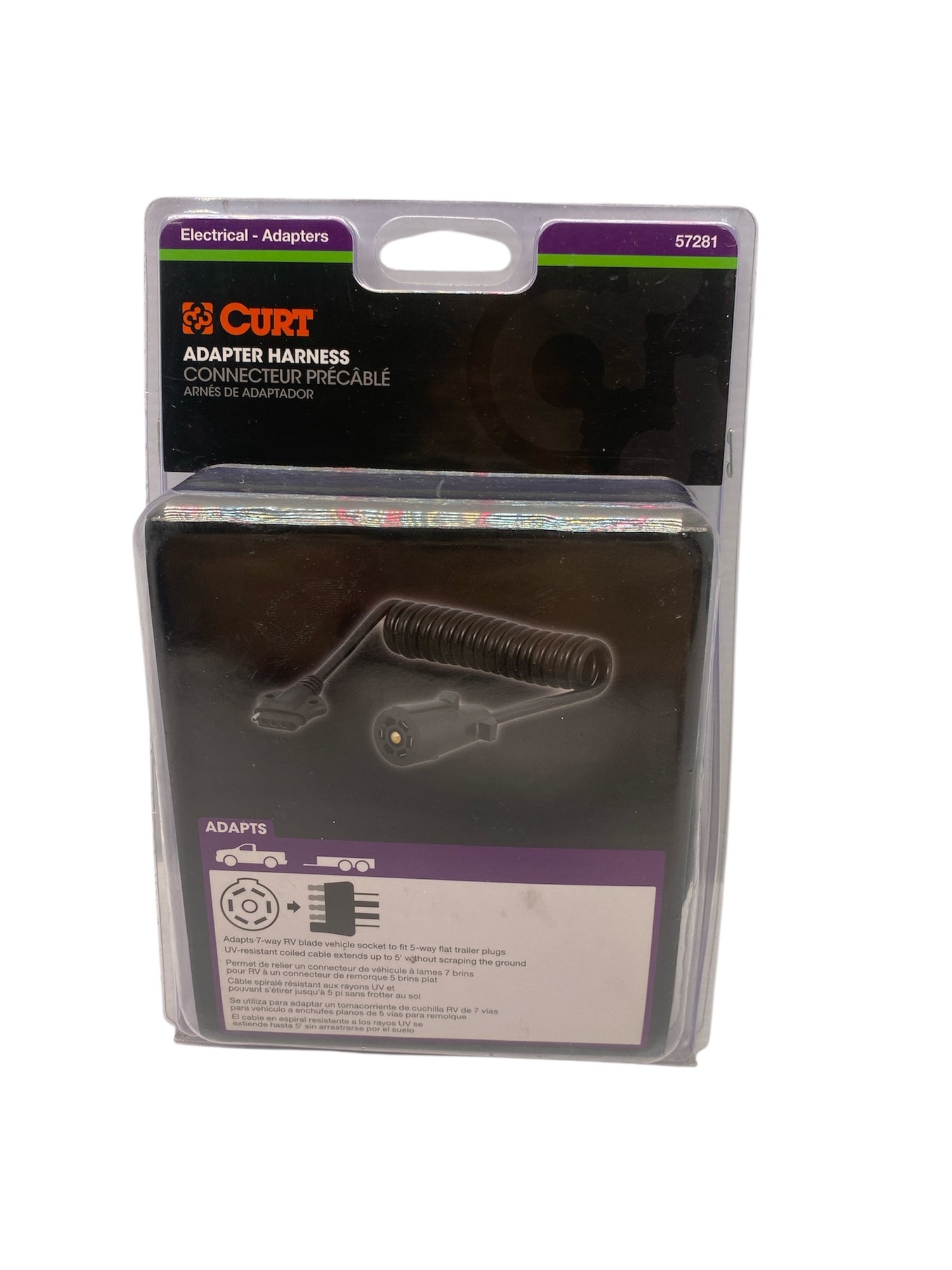 Curt 57281 Adapter Harness – 7-Way RV Blade to 4-Way Flat Connector