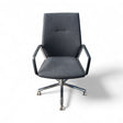 Davis M75 Mid-Back Chair – Polished Aluminum with Heather Onyx Upholstery