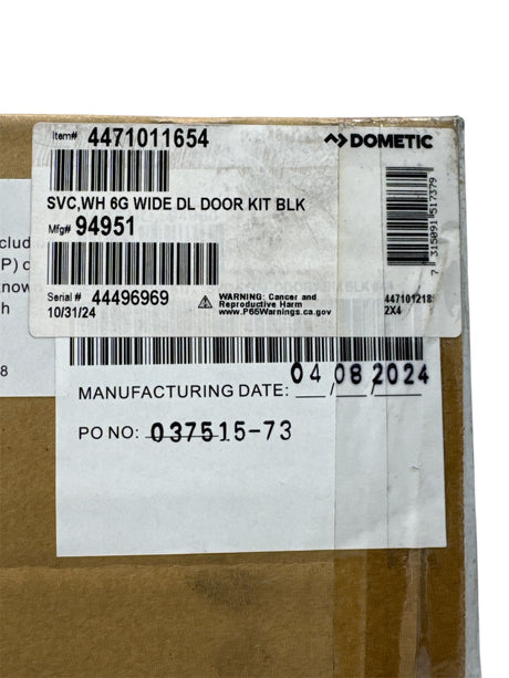 Dometic 6 gallon wide water heater door kit black