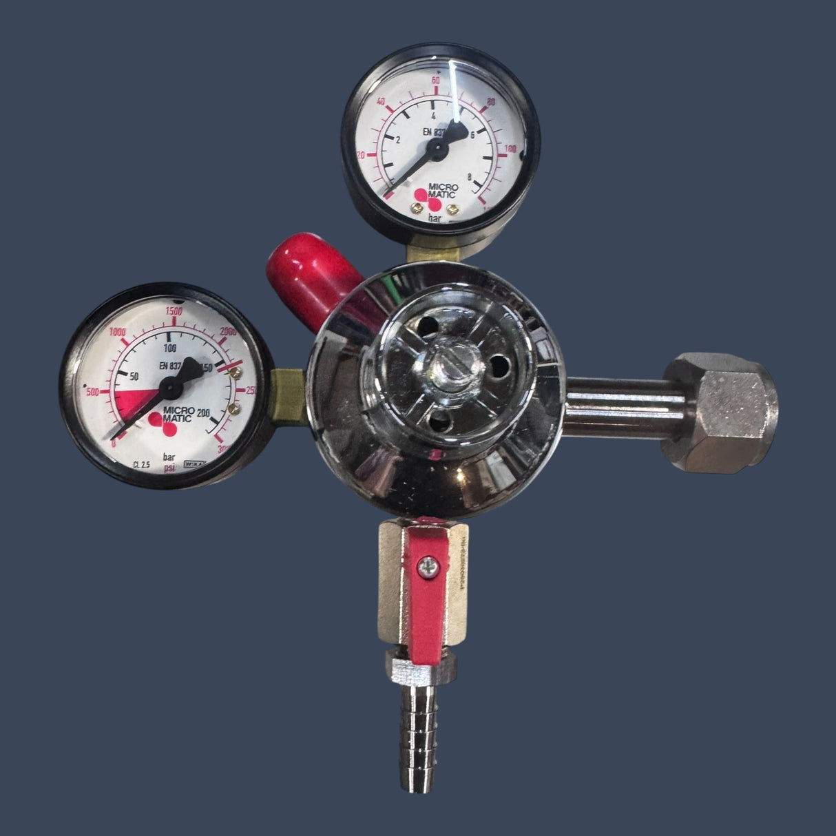 Micro Matic 942B-PP | Premium Plus High Pressure Primary CO2 Regulator | Dual Gauge | 10-110 PSI