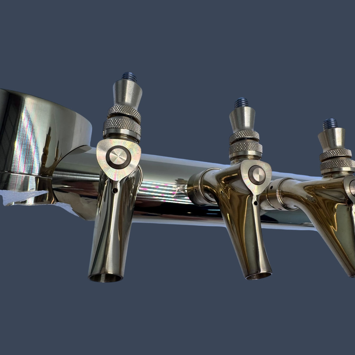 Micro Matic METRO-H-8PVDKR | Metropolis H 8 Faucet Draft Beer Tower | PVD Brass | Glycol Cooled  -   Please contact Scenic City Supply for freight information on this product