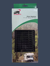 JR Products | 4" x 10" Dampered Metal RV Floor Register | Black | 02-29175