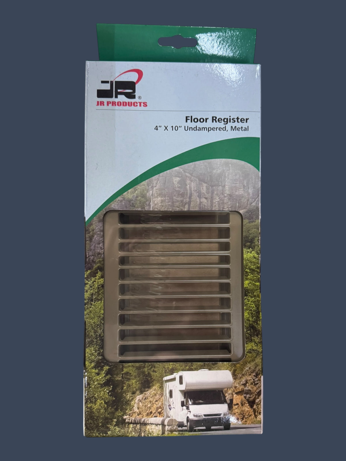 JR Products | 02-28995 | 4" x 10" Undampered Metal RV Floor Register | Brown