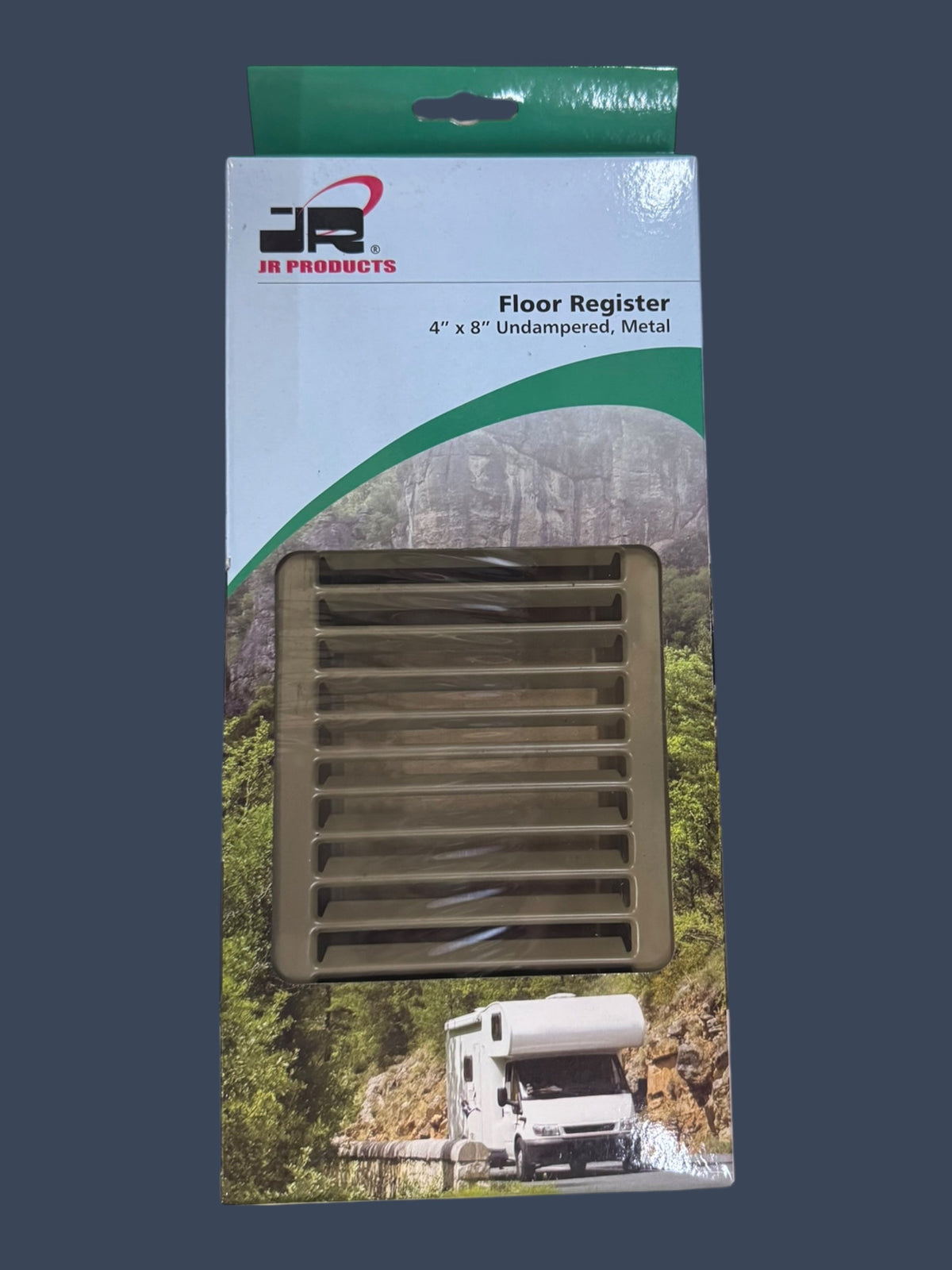 JR Products | 02-28955 | 4" x 8" Undampered Metal RV Floor Register | Brown