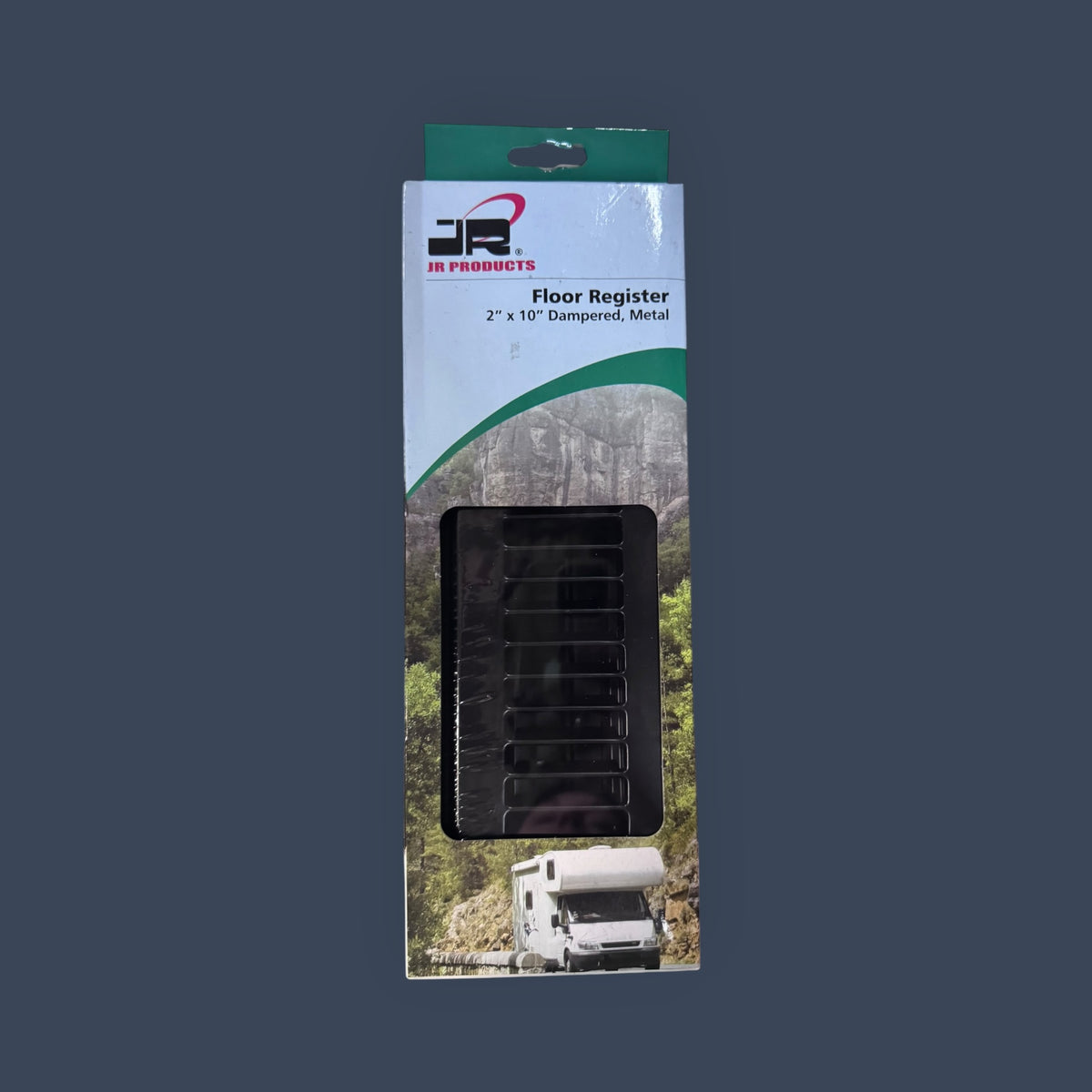 JR Products | 02-29135 | 2" x 10" Dampered Metal RV Floor Register | Black