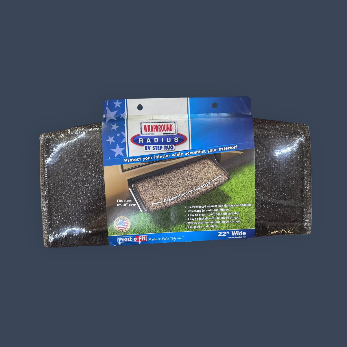 Prest-O-Fit | 2-0203 | Wraparound Radius RV Step Rug | 22" | Espresso Brown
