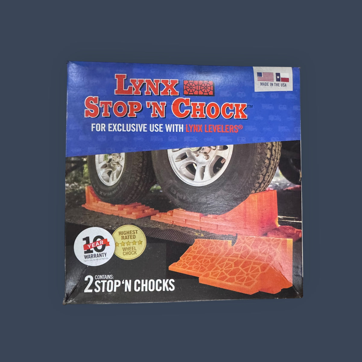 Tri-Lynx | 000182PK | Lynx Stop 'N Chock RV Wheel Chocks | Orange | 2-Pack