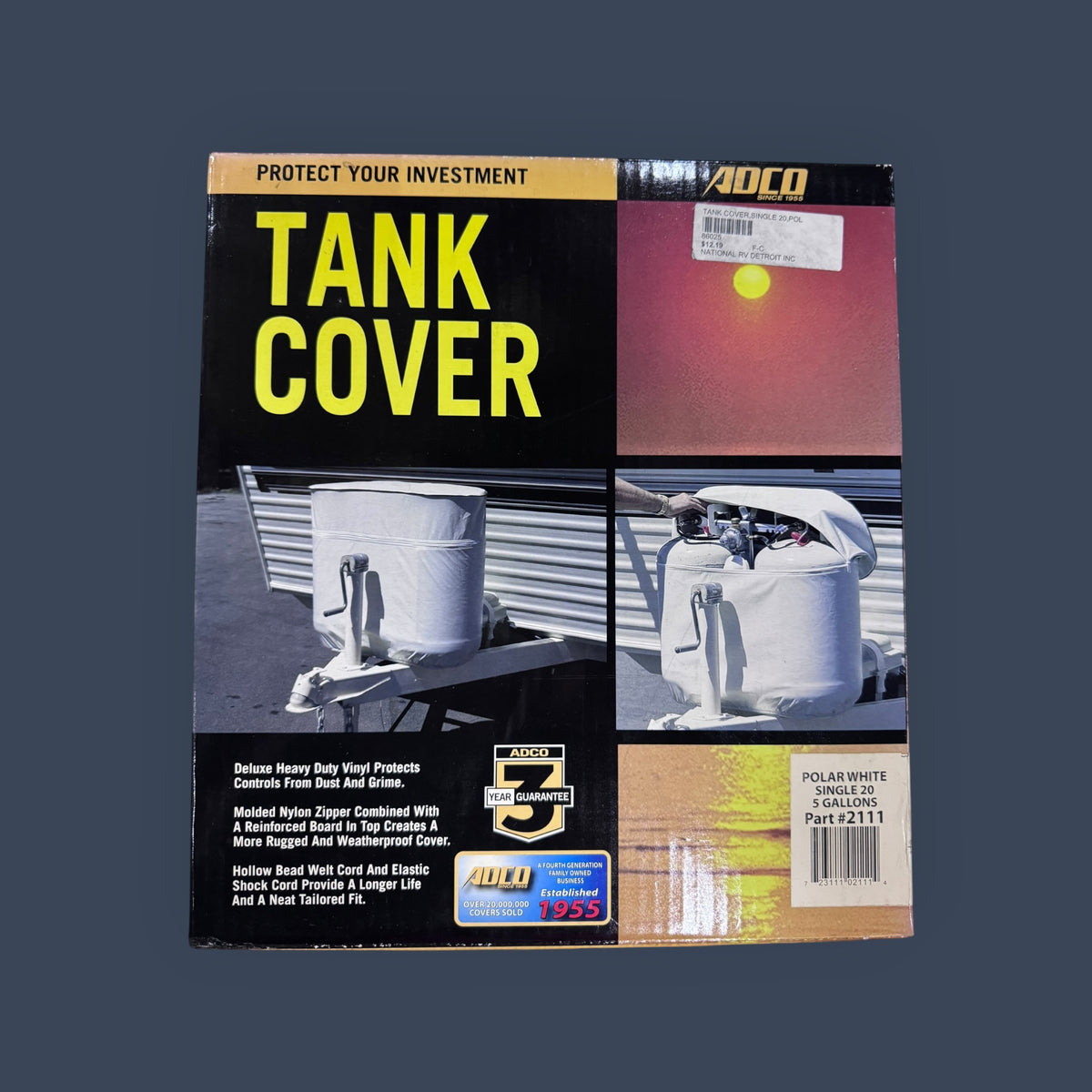 Adco 2111 White Rv Propane Tank Cover, Single 20 Single 20 Pound - 5 Gallon Tank