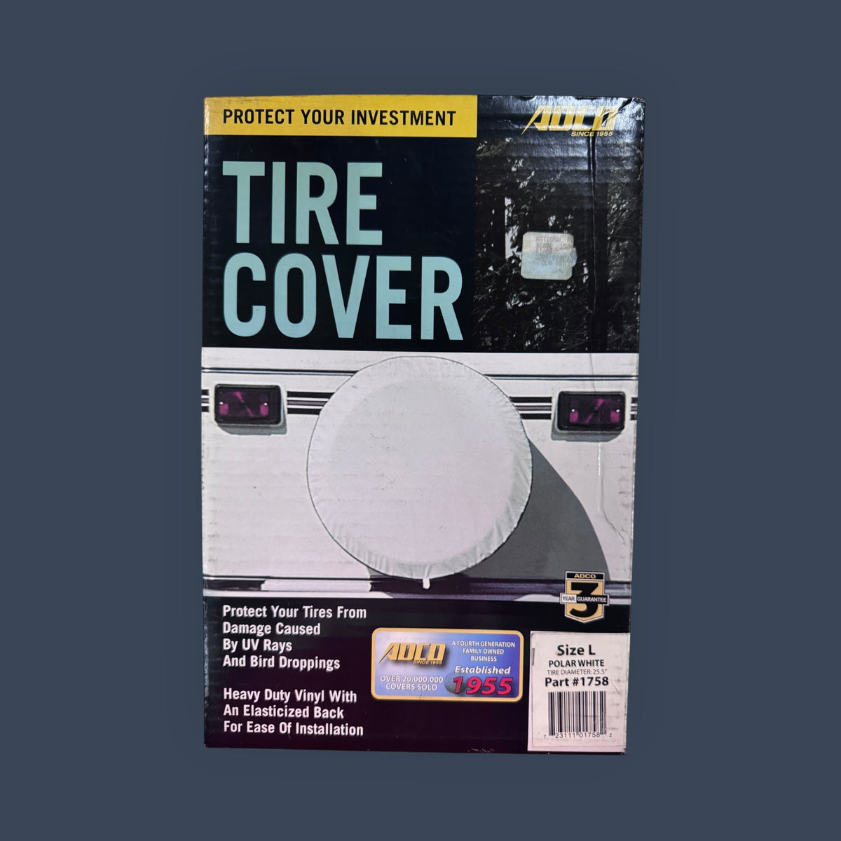 ADCO | 1758 | Polar White Vinyl Spare Tire Cover | Size L | Fits 25.5" Diameter Tires