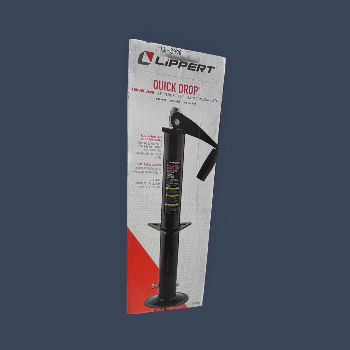 Lippert | 733926 | Quick Drop Drill-Operated Trailer Tongue Jack | 2,000 lb | 14" Travel