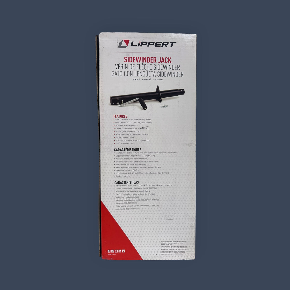 Lippert | 285420 | 2,000 lb Side-Wind Trailer Tongue Jack | 14-3/4" Travel