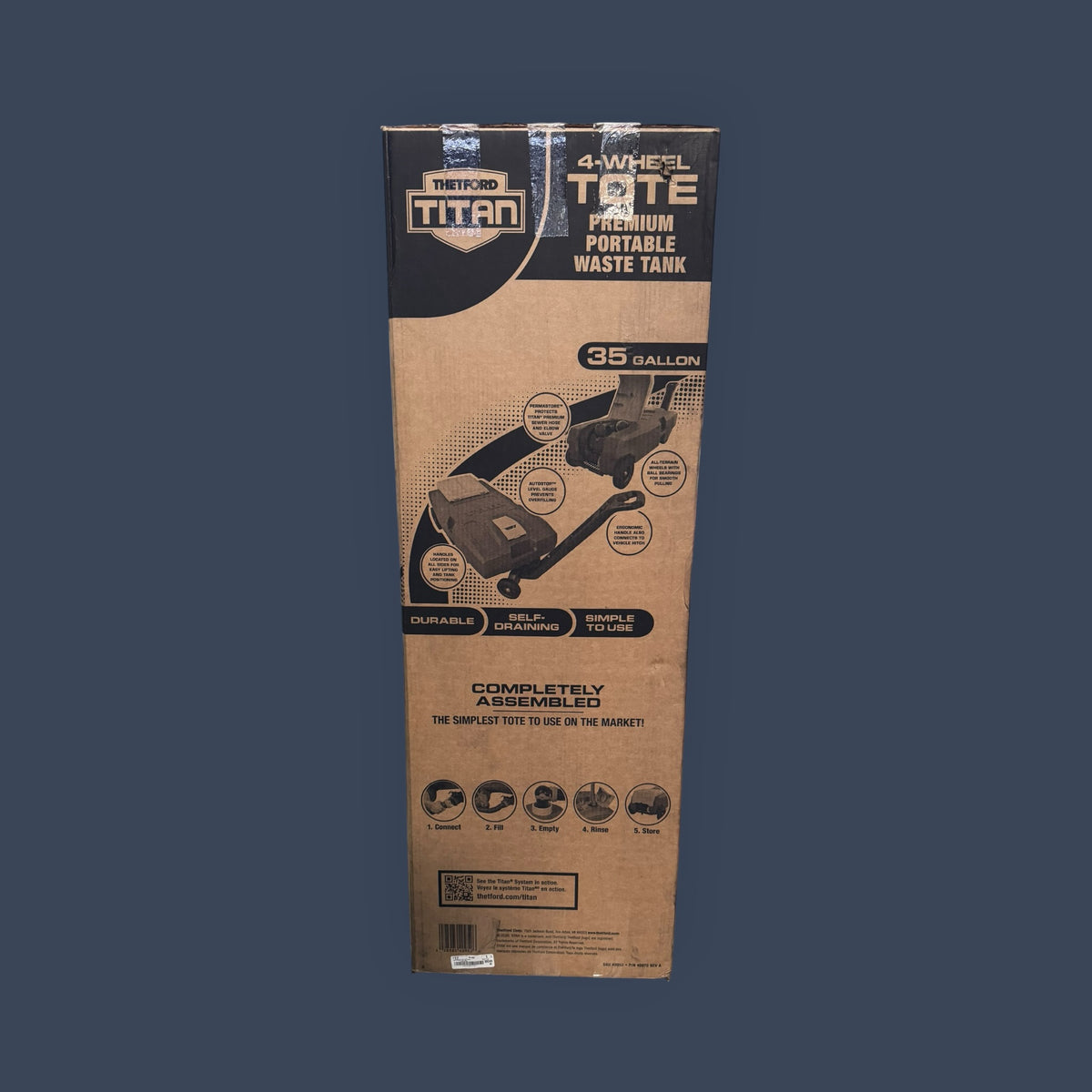 Thetford | 40952 50395 | Titan 35 Gallon 4-Wheel Portable RV Waste Holding Tank Tote
