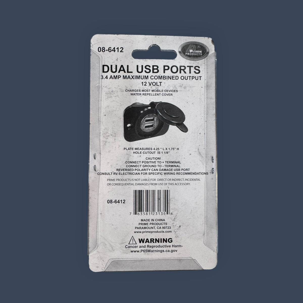 Prime Products | 08-6412 | 12V Dual 2.1 Amp USB Charging Outlet with Mounting Plate & Dust Cover