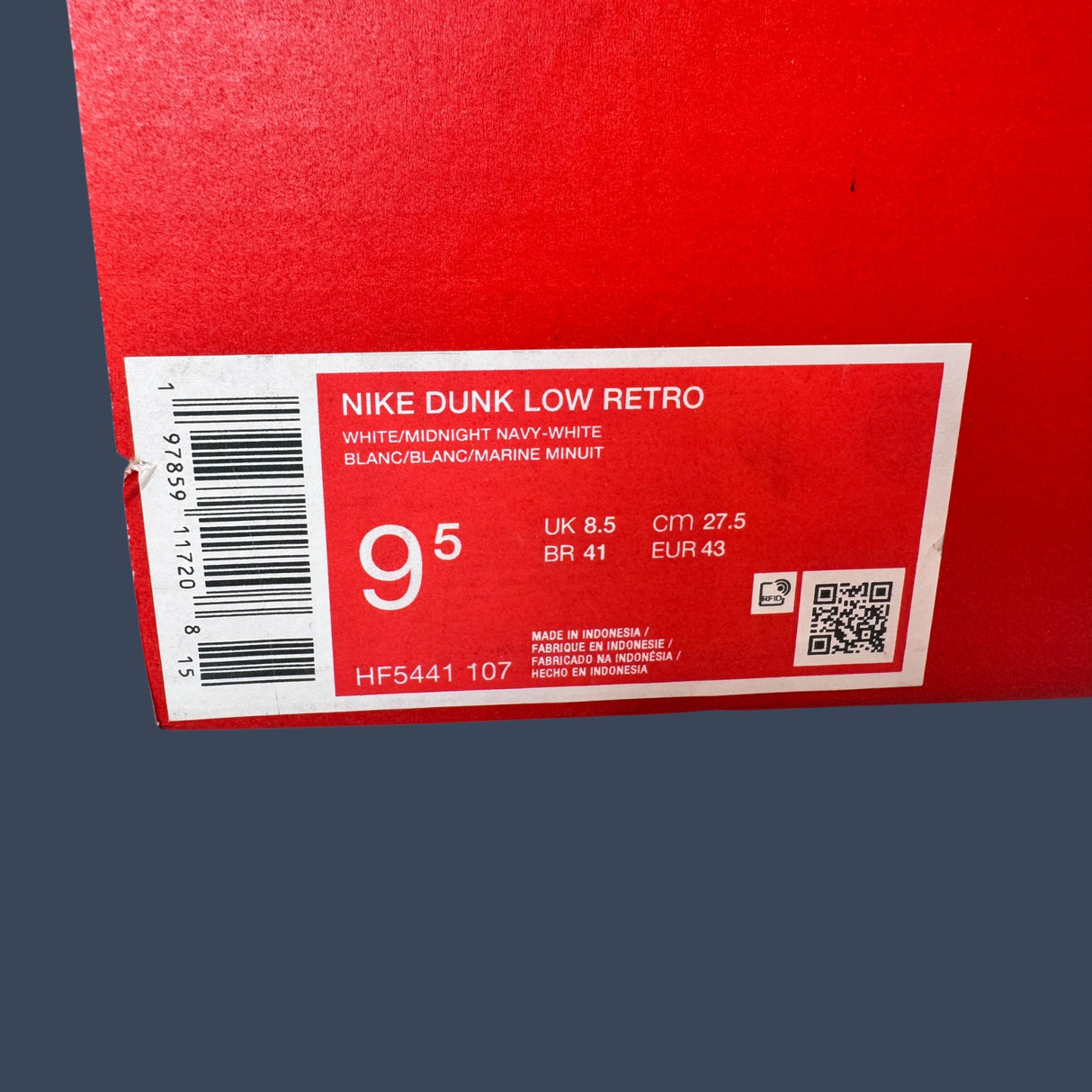 Nike Dunk Low Retro White Midnight Navy HF5441-107