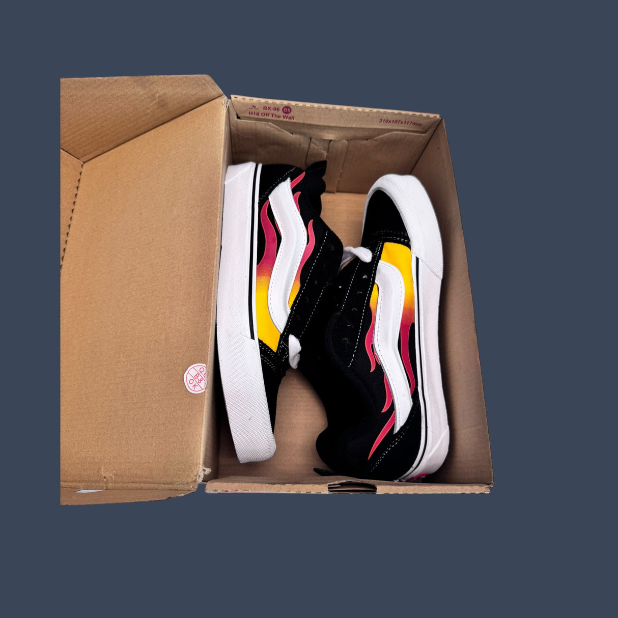 Vans Knu Skool Flame Black Red Flame Skate Sneakers – VN000EGCY09