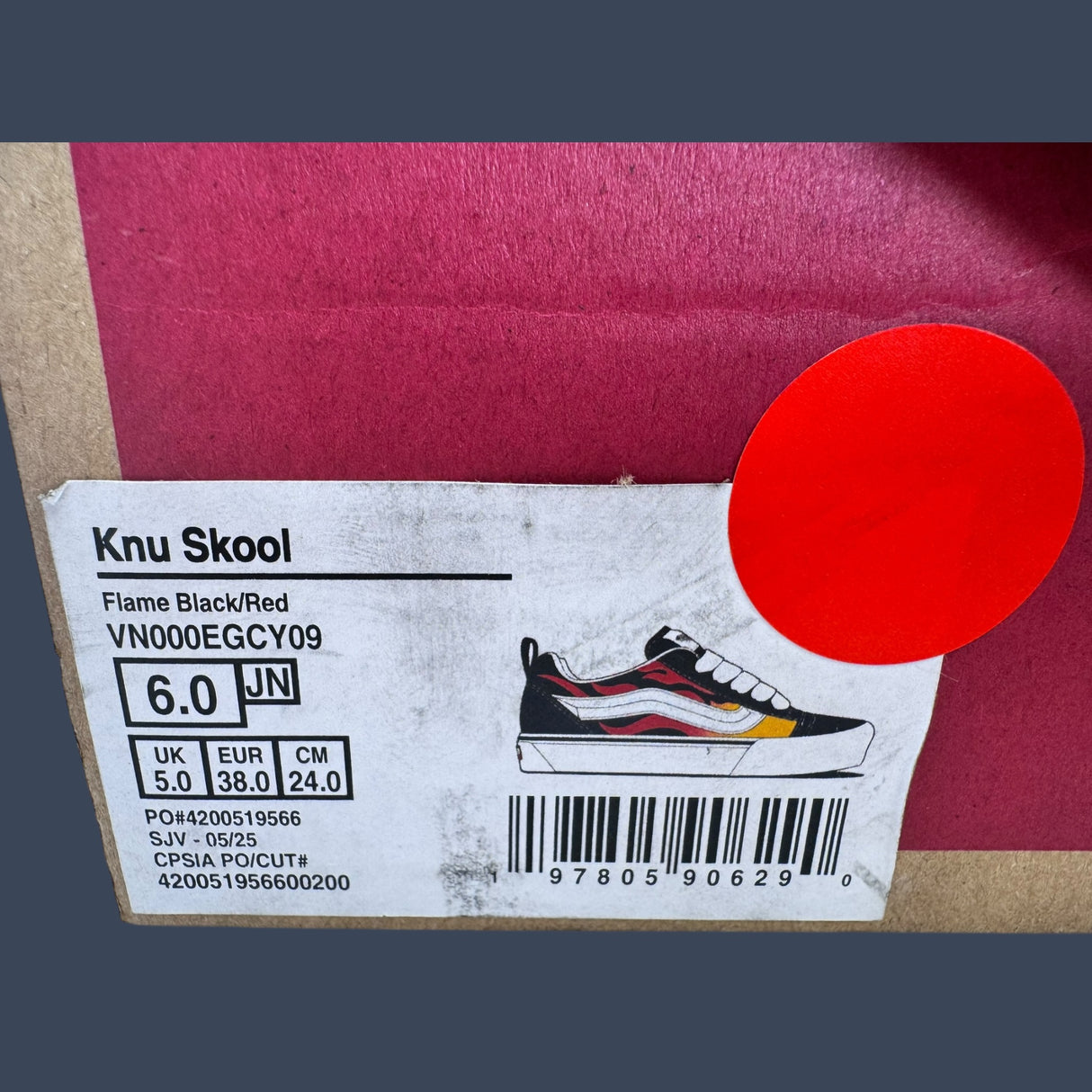 Vans Knu Skool Flame Black Red Flame Skate Sneakers – VN000EGCY09