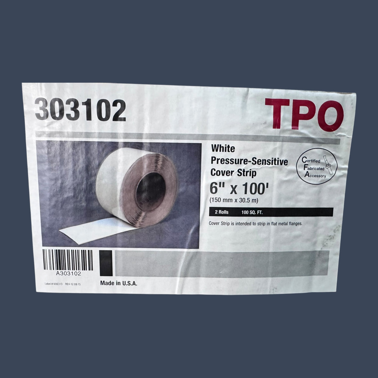 Versico TPO White Pressure-Sensitive Cover Strip 6" x 100' Roll Roofing Tape | 303102