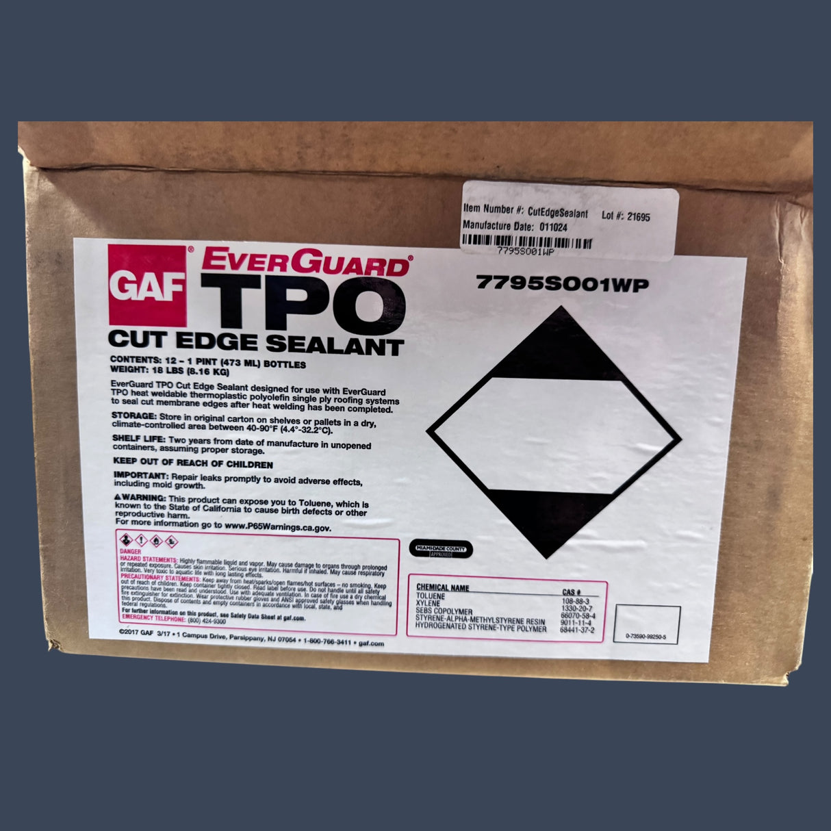 GAF EverGuard TPO Cut Edge Sealant – Case of 12 1-Pint Bottles Roofing Sealant