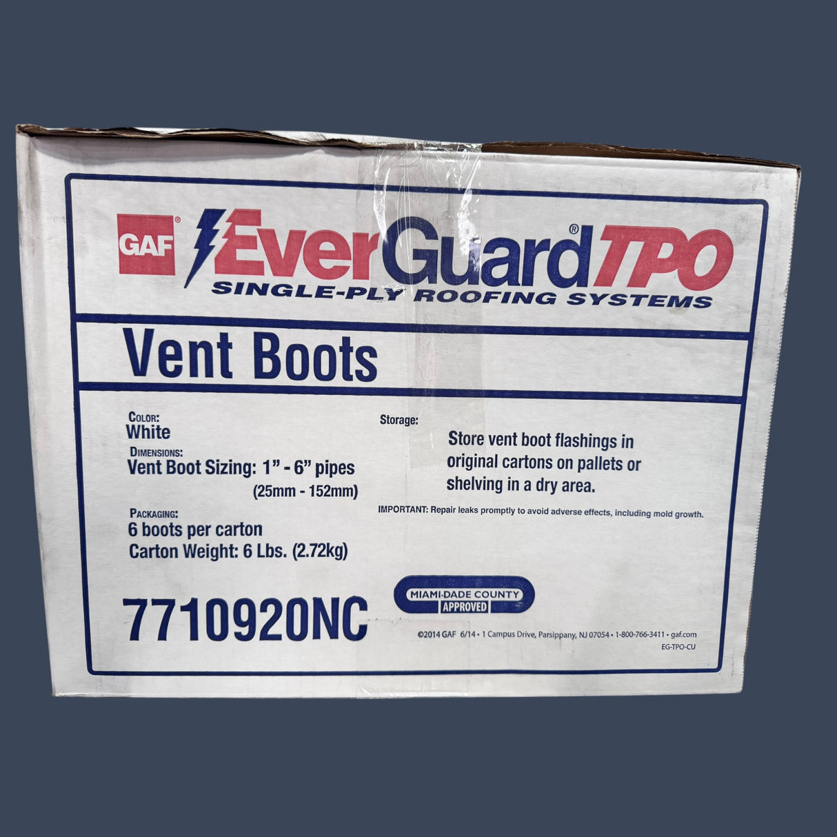 GAF EverGuard TPO Vent Boots White – Case of 6 | Item #7710920NC