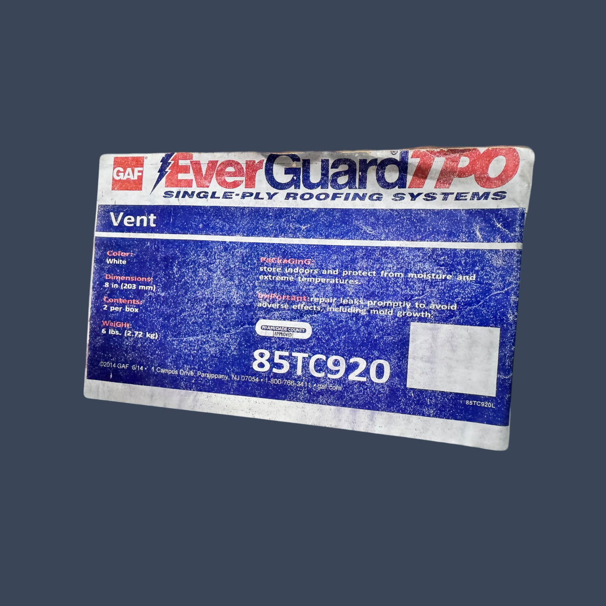 GAF EverGuard 8" TPO Vent | Item #85TC920 Roofing Vent