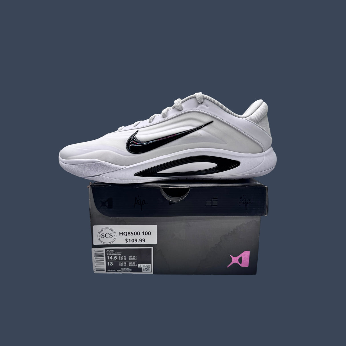 Nike A'One Basketball Shoes White/Black | HQ8500-100