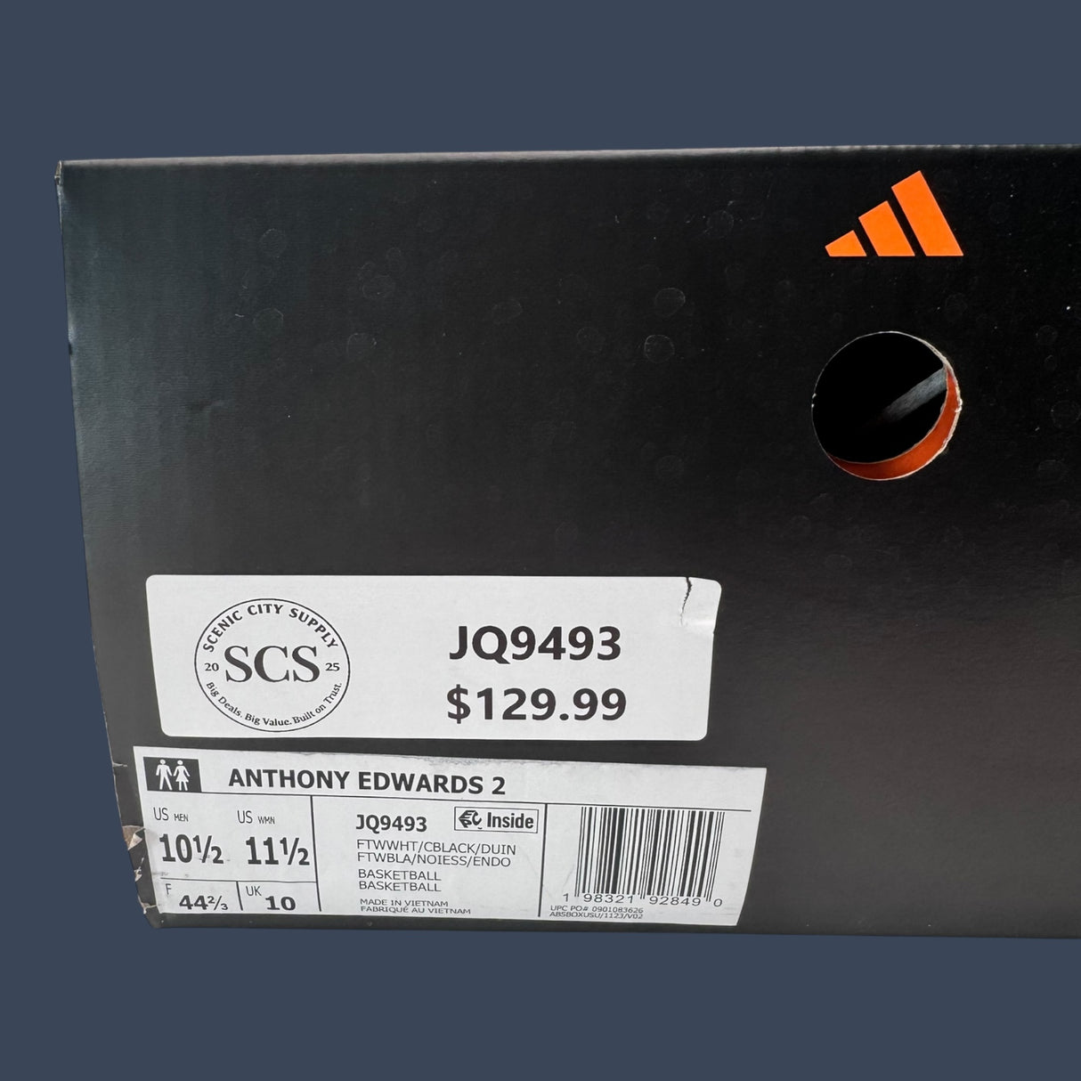 Adidas Anthony Edwards 2 White/Core Black/Dusky Ink | JQ9493