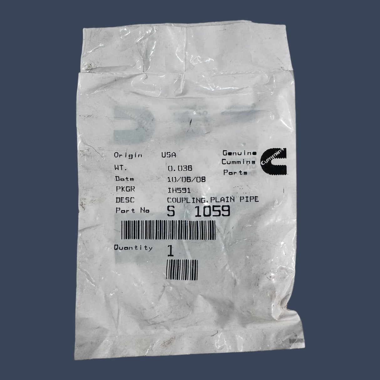 Cummins | S1059 | Genuine OEM Plain Pipe Coupling Diesel Engine Fitting