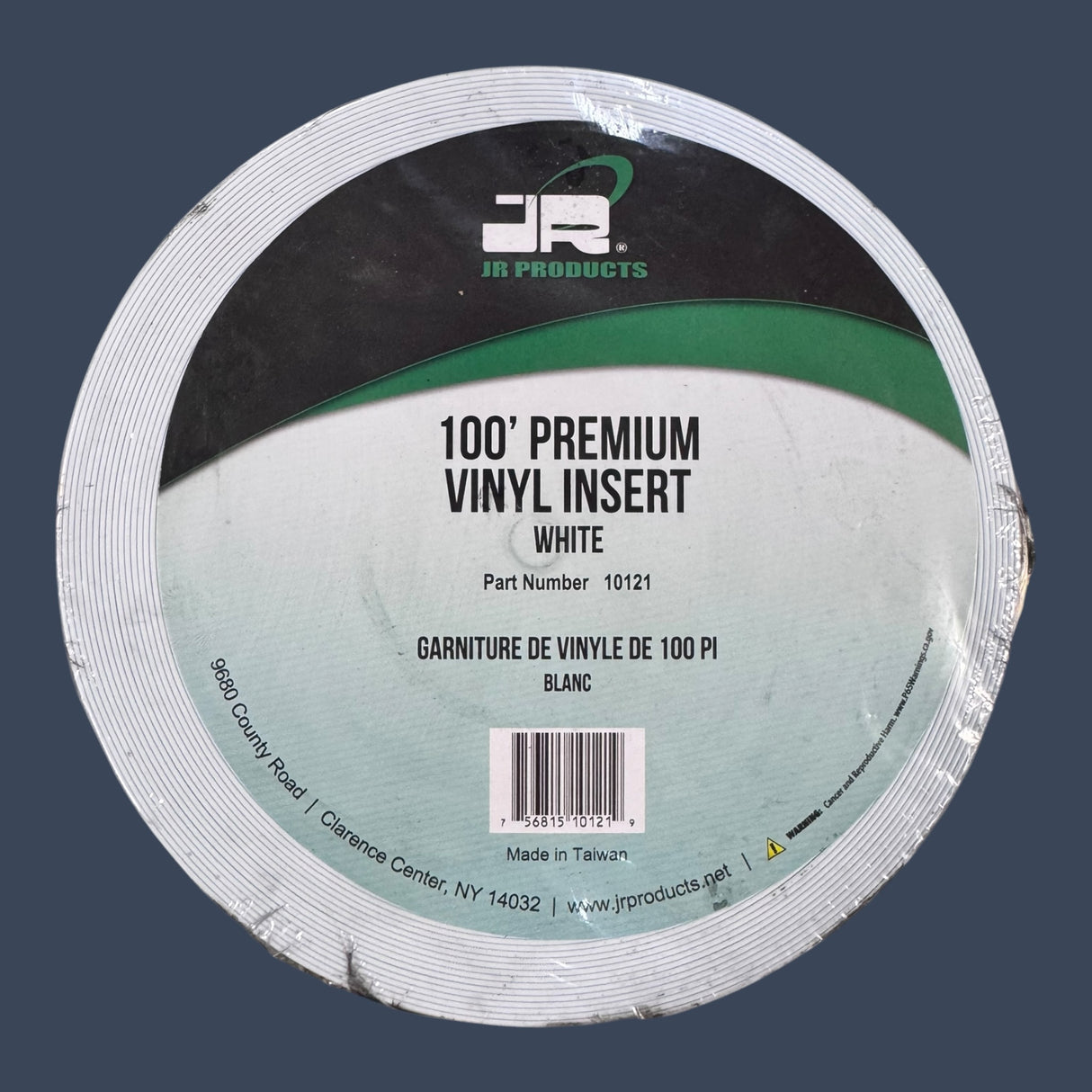 JR Products 10121 | Premium Vinyl Insert Trim | White 1" x 100' RV Molding Insert
