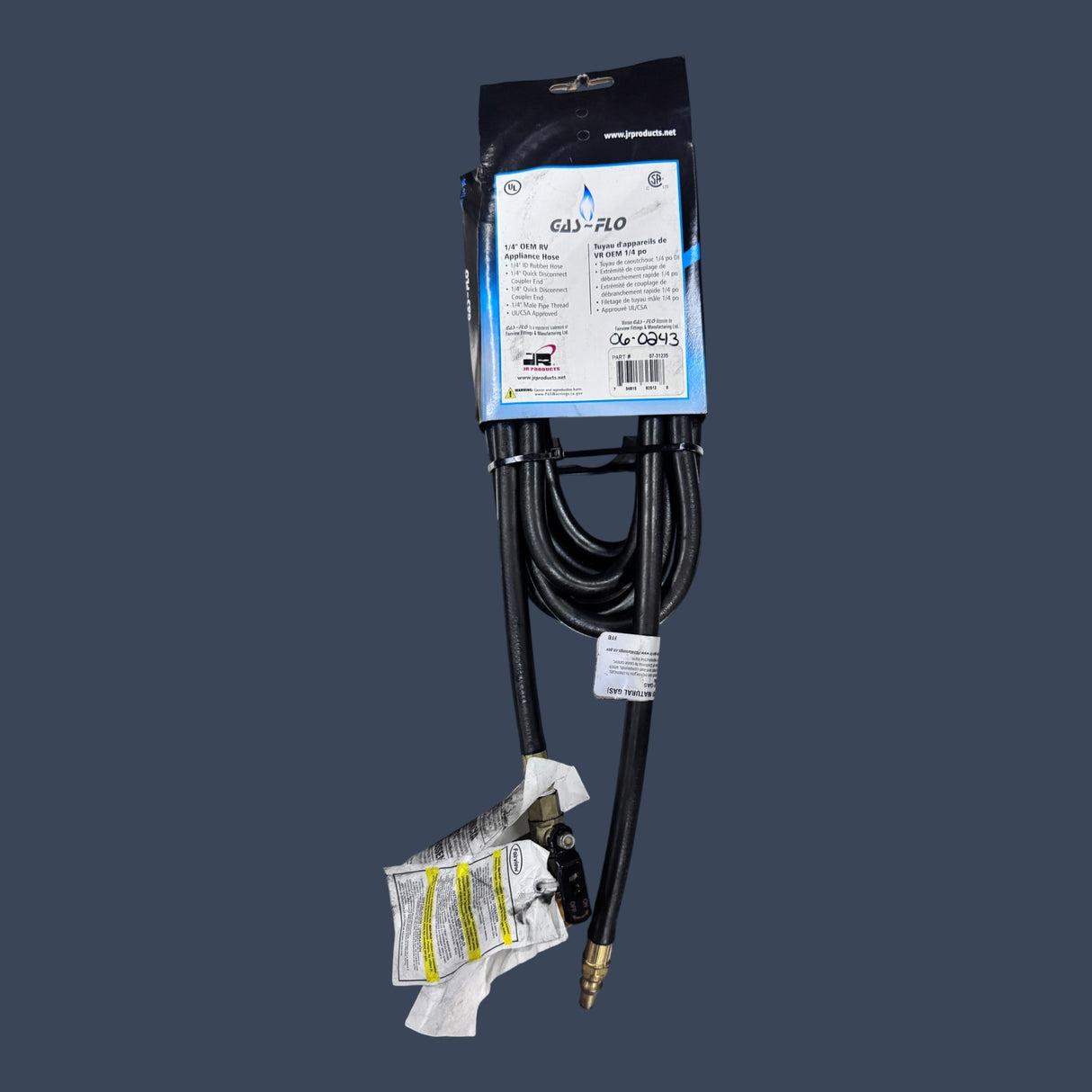 JR Products | RV Rubber Appliance Hose with 1/4" Quick Disconnect Coupler | Propane LP Gas Hose