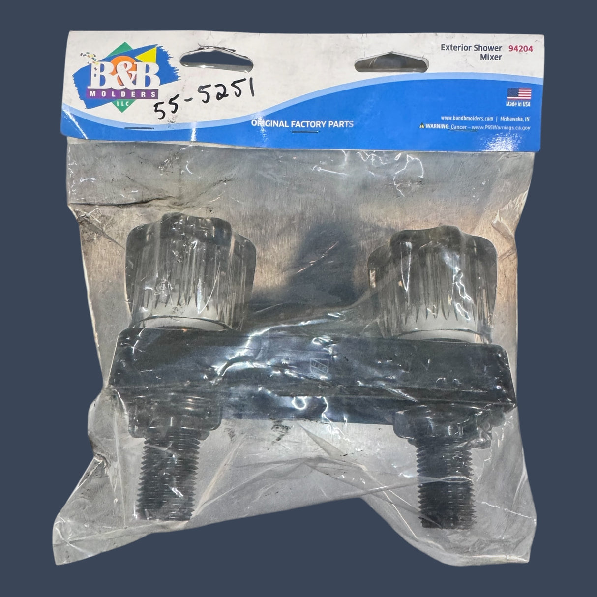 B&B Molders 94204 | Replacement Exterior Shower Faucet | Black RV Shower Control Valve